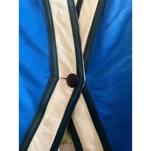 Vintage 1980s Saticci Collection Women's Leather Jacket & Skirt Set Size 4 - Picture 6 of 16